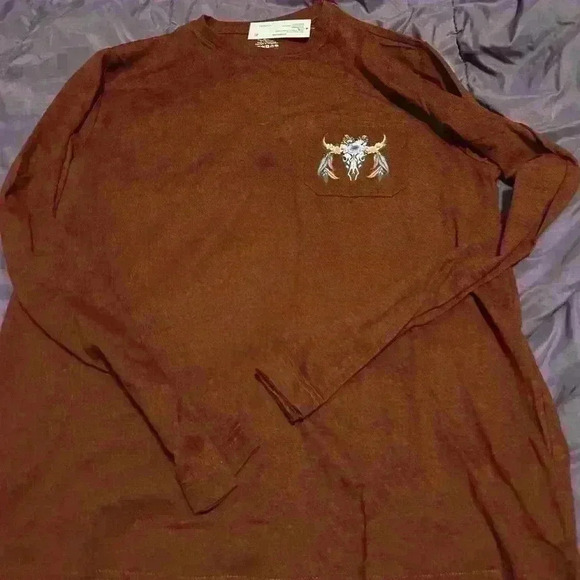 Burgundy pocket tee long sleeve size medium one if a kind - Picture 1 of 3